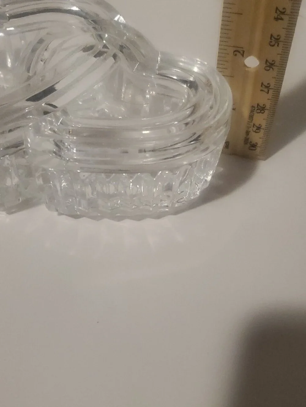 Vtg Teleflora Crystal Double Heart Shaped 24% Lead Crystal Trinket Box